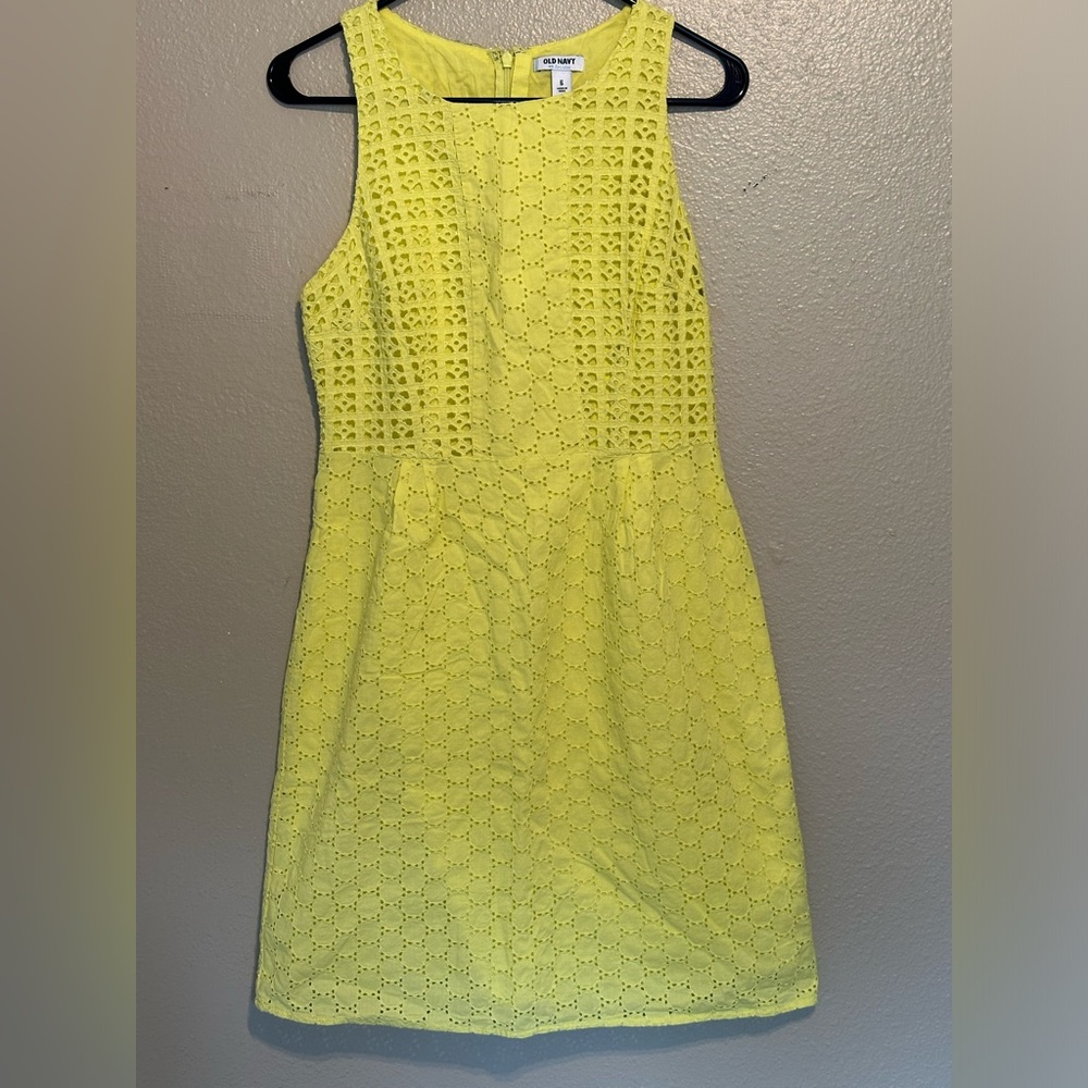 Bright yellow eyelet dress